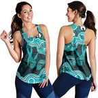 Cyan Ribbon PTSD Awareness Month Women Racerback Tank Aboriginal Art - Aussie Hoodie