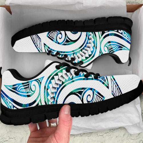 Cyan White New Zealand Puhoro Ta Moko Sneakers