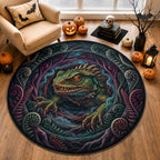 Dark Aotearoa Mythology Tuatara Round Carpet