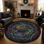 Dark Aotearoa Mythology Tuatara Round Carpet
