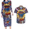 Custom Adelaide Crows NAIDOC Week 2024 Couples Matching Long Sleeve Bodycon Dress and Hawaiian Shirt Mascot Football