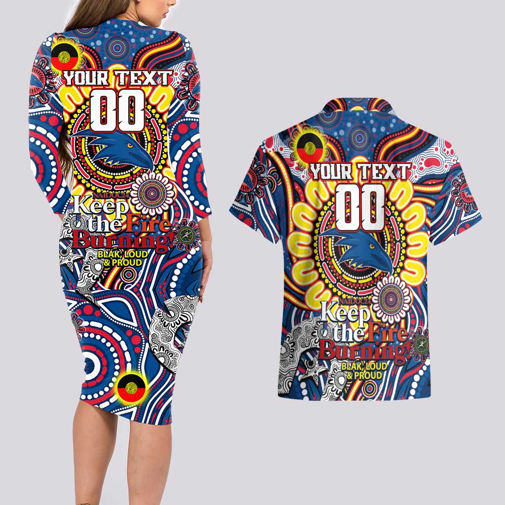 Custom Adelaide Crows NAIDOC Week 2024 Couples Matching Long Sleeve Bodycon Dress and Hawaiian Shirt Mascot Football