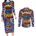 Custom Adelaide Crows NAIDOC Week 2024 Couples Matching Long Sleeve Bodycon Dress and Long Sleeve Button Shirt Mascot Football
