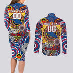 Custom Adelaide Crows NAIDOC Week 2024 Couples Matching Long Sleeve Bodycon Dress and Long Sleeve Button Shirt Mascot Football