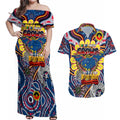 Custom Adelaide Crows NAIDOC Week 2024 Couples Matching Off Shoulder Maxi Dress and Hawaiian Shirt Mascot Football