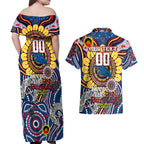 Custom Adelaide Crows NAIDOC Week 2024 Couples Matching Off Shoulder Maxi Dress and Hawaiian Shirt Mascot Football