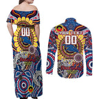 Custom Adelaide Crows NAIDOC Week 2024 Couples Matching Off Shoulder Maxi Dress and Long Sleeve Button Shirt Mascot Football