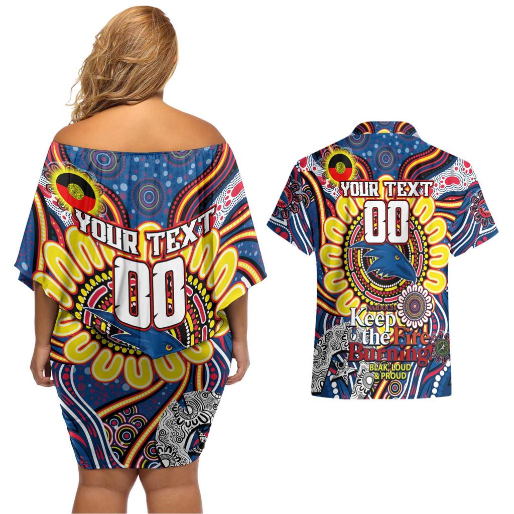 Custom Adelaide Crows NAIDOC Week 2024 Couples Matching Off Shoulder Short Dress and Hawaiian Shirt Mascot Football