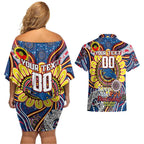 Custom Adelaide Crows NAIDOC Week 2024 Couples Matching Off Shoulder Short Dress and Hawaiian Shirt Mascot Football