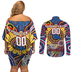 Custom Adelaide Crows NAIDOC Week 2024 Couples Matching Off Shoulder Short Dress and Long Sleeve Button Shirt Mascot Football