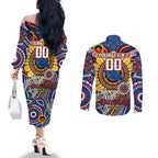 Custom Adelaide Crows NAIDOC Week 2024 Couples Matching Off The Shoulder Long Sleeve Dress and Long Sleeve Button Shirt Mascot Football