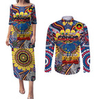 Custom Adelaide Crows NAIDOC Week 2024 Couples Matching Puletasi and Long Sleeve Button Shirt Mascot Football
