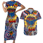 Custom Adelaide Crows NAIDOC Week 2024 Couples Matching Short Sleeve Bodycon Dress and Hawaiian Shirt Mascot Football
