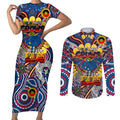 Custom Adelaide Crows NAIDOC Week 2024 Couples Matching Short Sleeve Bodycon Dress and Long Sleeve Button Shirt Mascot Football