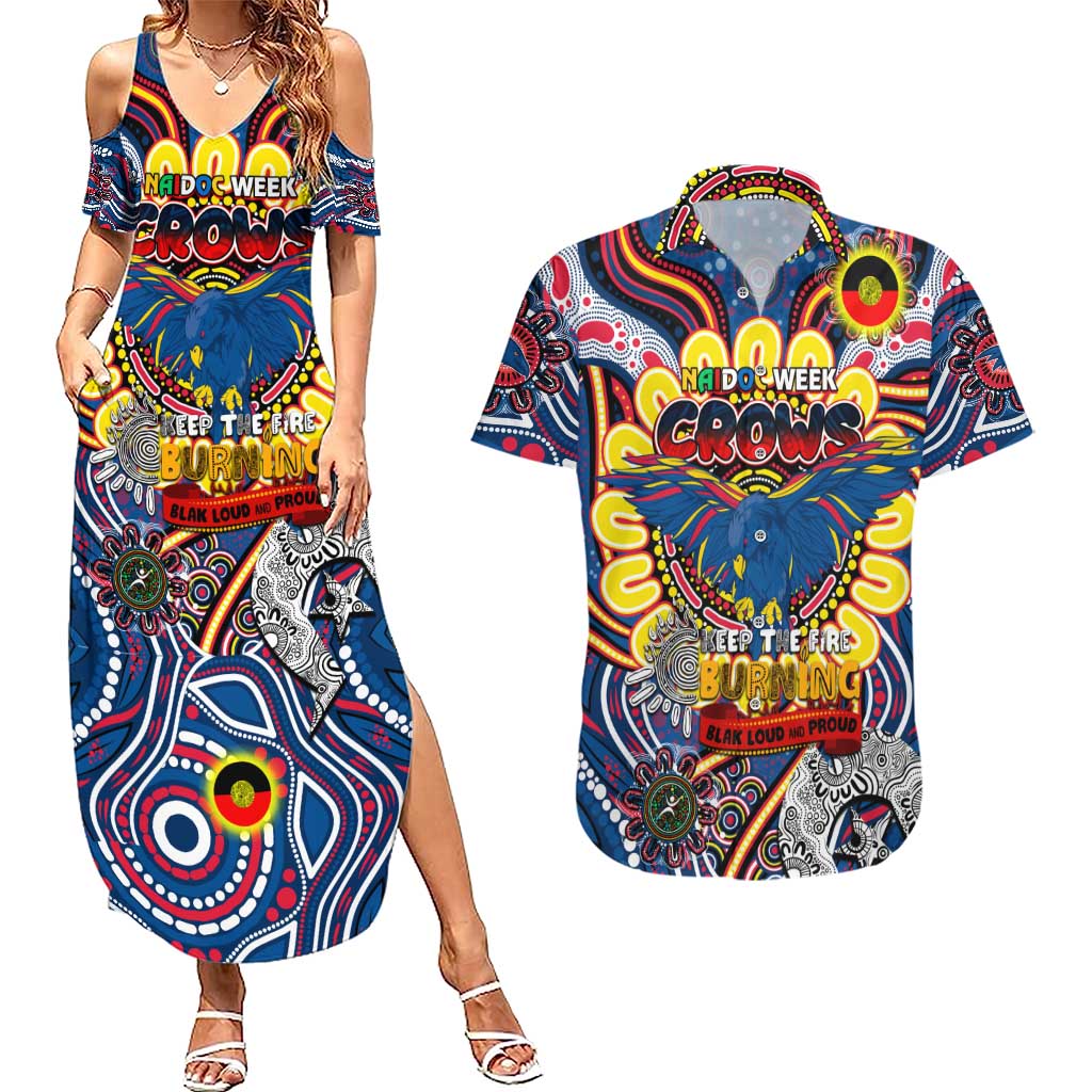 Custom Adelaide Crows NAIDOC Week 2024 Couples Matching Summer Maxi Dress and Hawaiian Shirt Mascot Football