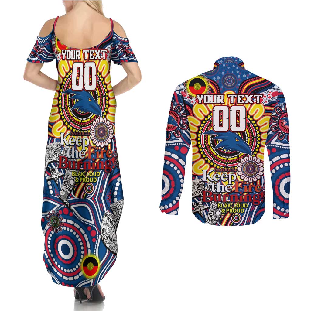 Custom Adelaide Crows NAIDOC Week 2024 Couples Matching Summer Maxi Dress and Long Sleeve Button Shirt Mascot Football