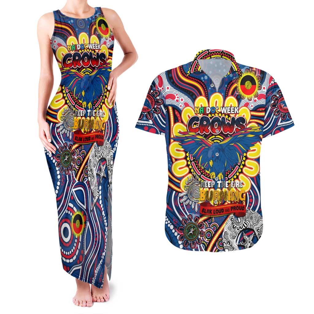 Custom Adelaide Crows NAIDOC Week 2024 Couples Matching Tank Maxi Dress and Hawaiian Shirt Mascot Football