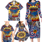 Custom Adelaide Crows NAIDOC Week 2024 Family Matching Long Sleeve Bodycon Dress and Hawaiian Shirt Mascot Football