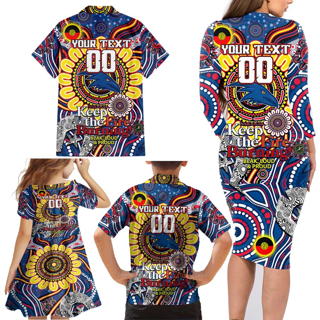 Custom Adelaide Crows NAIDOC Week 2024 Family Matching Long Sleeve Bodycon Dress and Hawaiian Shirt Mascot Football