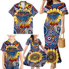Custom Adelaide Crows NAIDOC Week 2024 Family Matching Mermaid Dress and Hawaiian Shirt Mascot Football