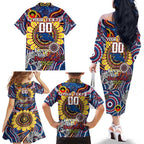 Custom Adelaide Crows NAIDOC Week 2024 Family Matching Off The Shoulder Long Sleeve Dress and Hawaiian Shirt Mascot Football
