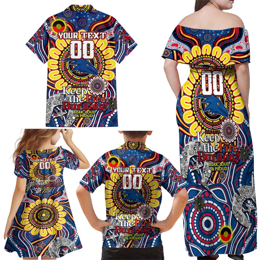 Custom Adelaide Crows NAIDOC Week 2024 Family Matching Off Shoulder Maxi Dress and Hawaiian Shirt Mascot Football
