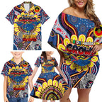 Custom Adelaide Crows NAIDOC Week 2024 Family Matching Off Shoulder Short Dress and Hawaiian Shirt Mascot Football