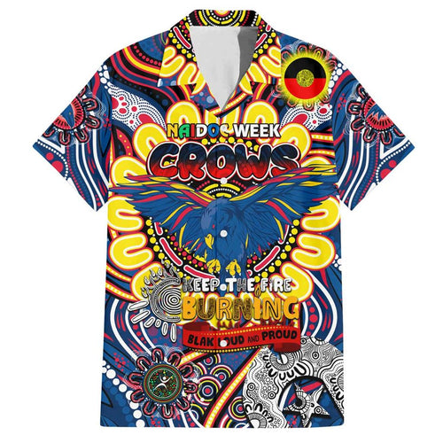 Custom Adelaide Crows NAIDOC Week 2024 Family Matching Off Shoulder Short Dress and Hawaiian Shirt Mascot Football