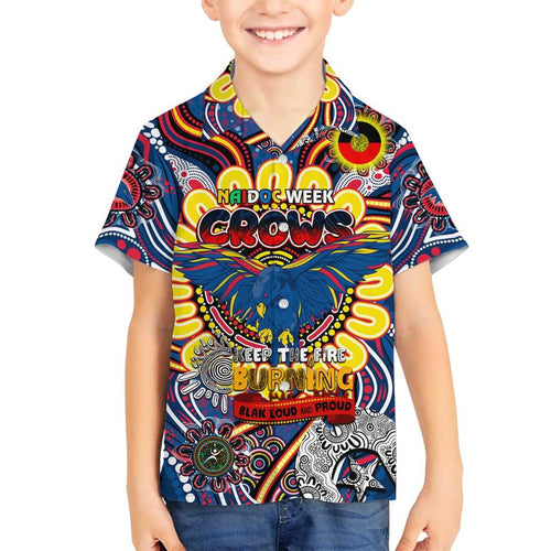Custom Adelaide Crows NAIDOC Week 2024 Family Matching Off Shoulder Short Dress and Hawaiian Shirt Mascot Football