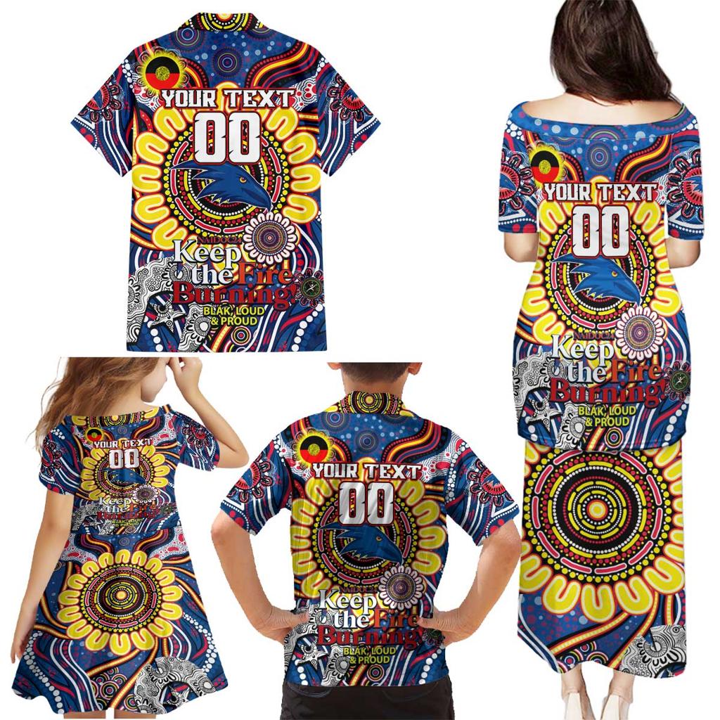 Custom Adelaide Crows NAIDOC Week 2024 Family Matching Puletasi and Hawaiian Shirt Mascot Football