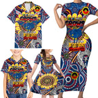 Custom Adelaide Crows NAIDOC Week 2024 Family Matching Short Sleeve Bodycon Dress and Hawaiian Shirt Mascot Football