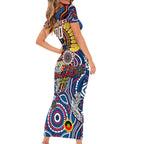 Custom Adelaide Crows NAIDOC Week 2024 Family Matching Short Sleeve Bodycon Dress and Hawaiian Shirt Mascot Football