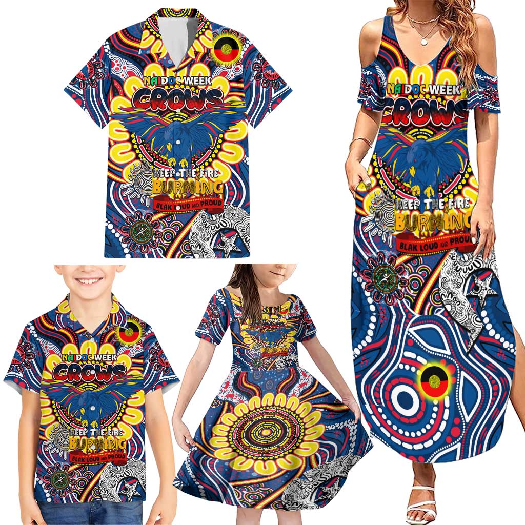 Custom Adelaide Crows NAIDOC Week 2024 Family Matching Summer Maxi Dress and Hawaiian Shirt Mascot Football