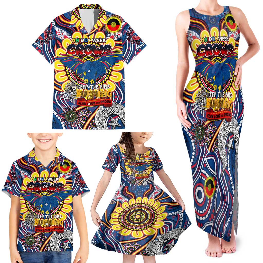 Custom Adelaide Crows NAIDOC Week 2024 Family Matching Tank Maxi Dress and Hawaiian Shirt Mascot Football
