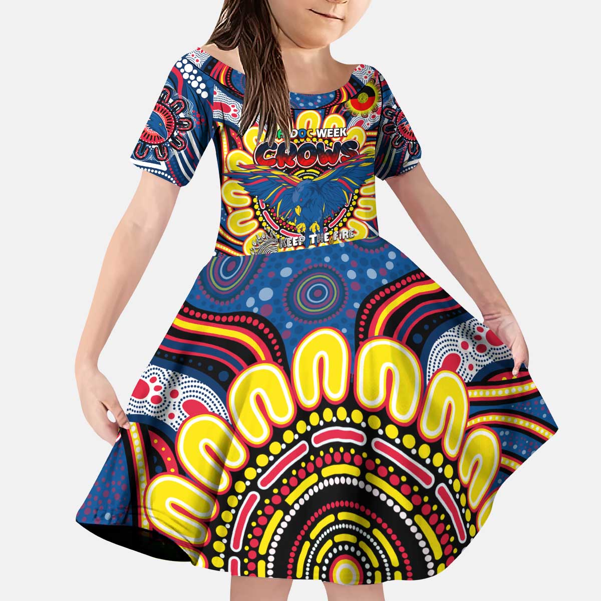 Custom Adelaide Crows NAIDOC Week 2024 Kid Short Sleeve Dress Mascot Football