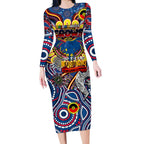 Custom Adelaide Crows NAIDOC Week 2024 Long Sleeve Bodycon Dress Mascot Football