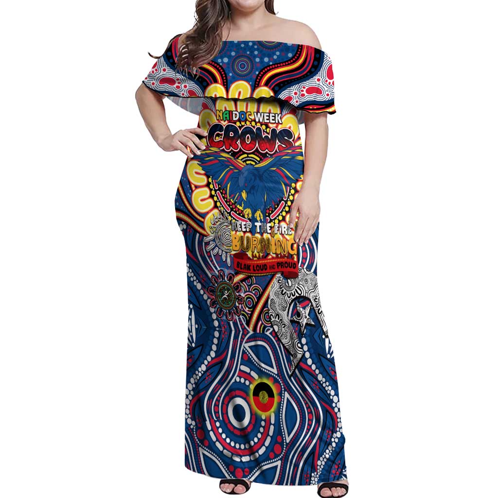 Custom Adelaide Crows NAIDOC Week 2024 Off Shoulder Maxi Dress Mascot Football