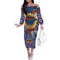 Custom Adelaide Crows NAIDOC Week 2024 Off The Shoulder Long Sleeve Dress Mascot Football