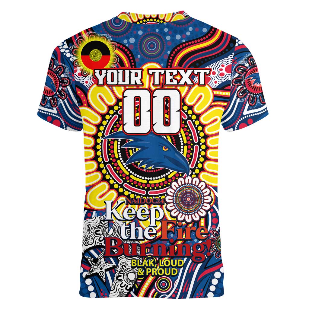 Custom Adelaide Crows NAIDOC Week 2024 Women V-Neck T-Shirt Mascot Football