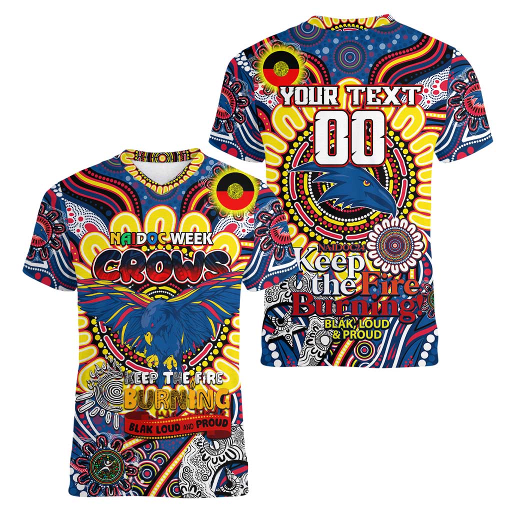 Custom Adelaide Crows NAIDOC Week 2024 Women V-Neck T-Shirt Mascot Football