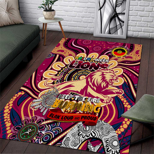 Brisbane Lions NAIDOC Week 2024 Area Rug Mascot Football