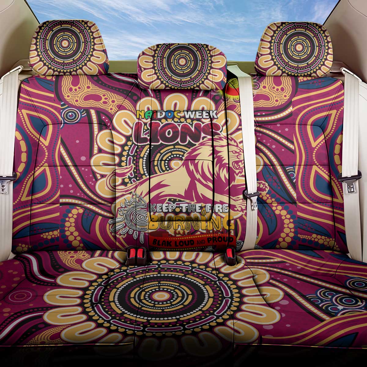 Brisbane Lions NAIDOC Week 2024 Back Car Seat Cover Mascot Football
