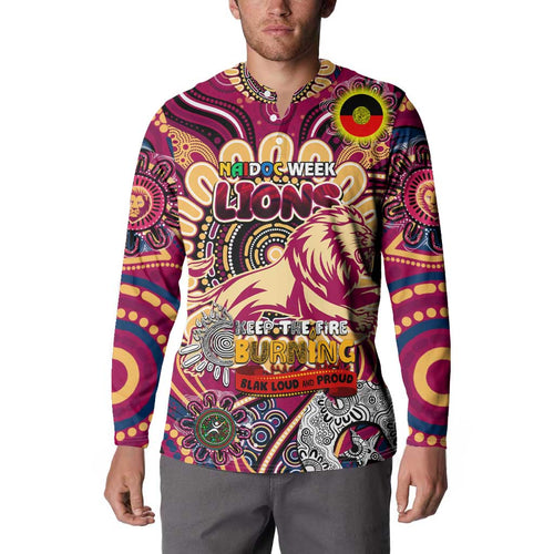 Custom Brisbane Lions NAIDOC Week 2024 Button Sweatshirt Mascot Football