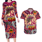 Custom Brisbane Lions NAIDOC Week 2024 Couples Matching Long Sleeve Bodycon Dress and Hawaiian Shirt Mascot Football