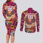Custom Brisbane Lions NAIDOC Week 2024 Couples Matching Long Sleeve Bodycon Dress and Long Sleeve Button Shirt Mascot Football