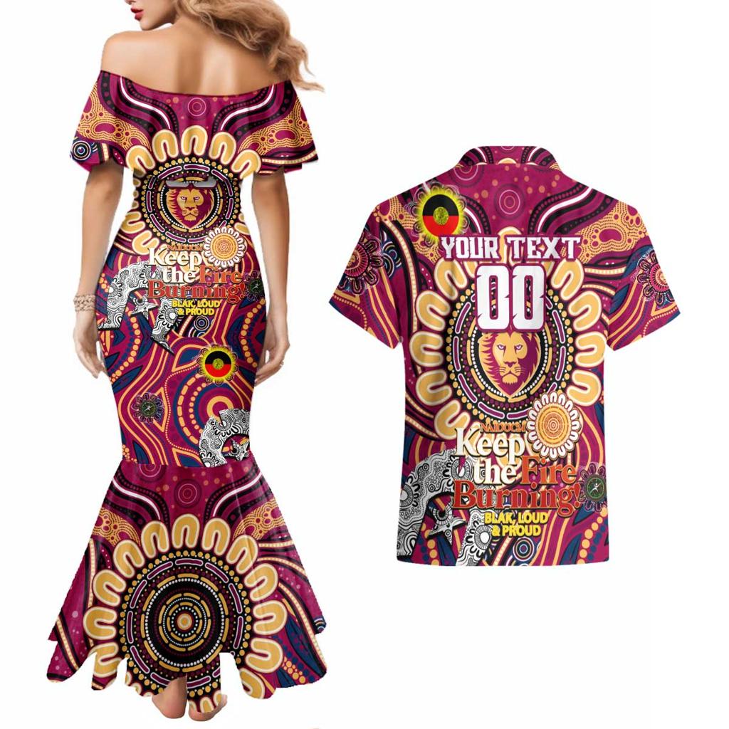 Custom Brisbane Lions NAIDOC Week 2024 Couples Matching Mermaid Dress and Hawaiian Shirt Mascot Football