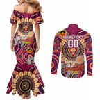 Custom Brisbane Lions NAIDOC Week 2024 Couples Matching Mermaid Dress and Long Sleeve Button Shirt Mascot Football