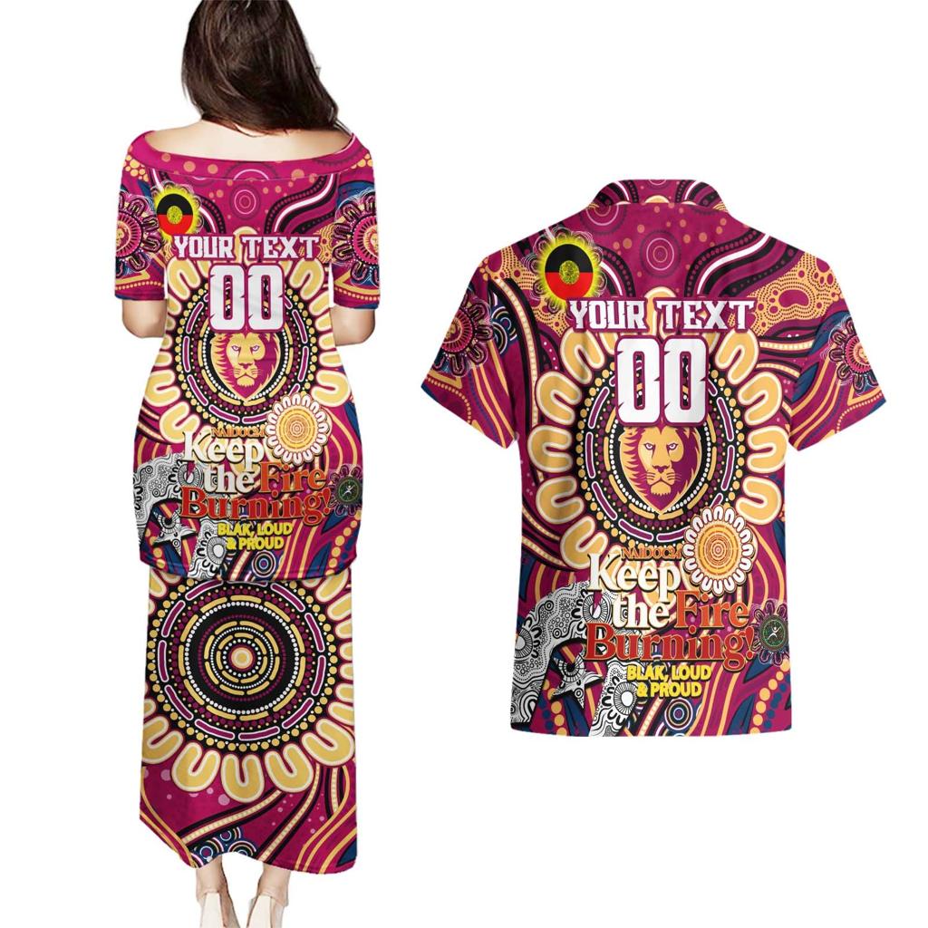 Custom Brisbane Lions NAIDOC Week 2024 Couples Matching Puletasi and Hawaiian Shirt Mascot Football