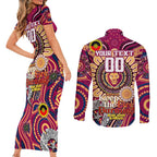 Custom Brisbane Lions NAIDOC Week 2024 Couples Matching Short Sleeve Bodycon Dress and Long Sleeve Button Shirt Mascot Football