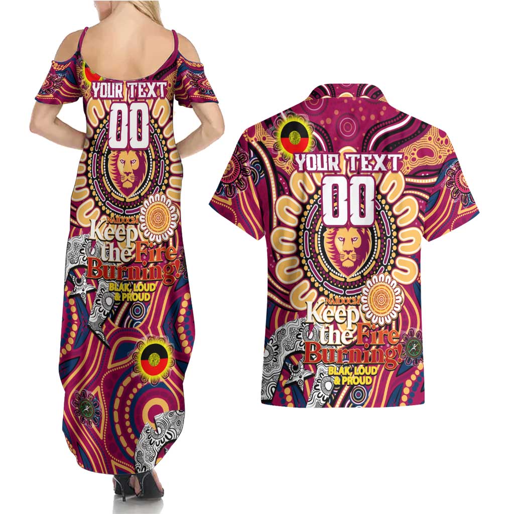Custom Brisbane Lions NAIDOC Week 2024 Couples Matching Summer Maxi Dress and Hawaiian Shirt Mascot Football